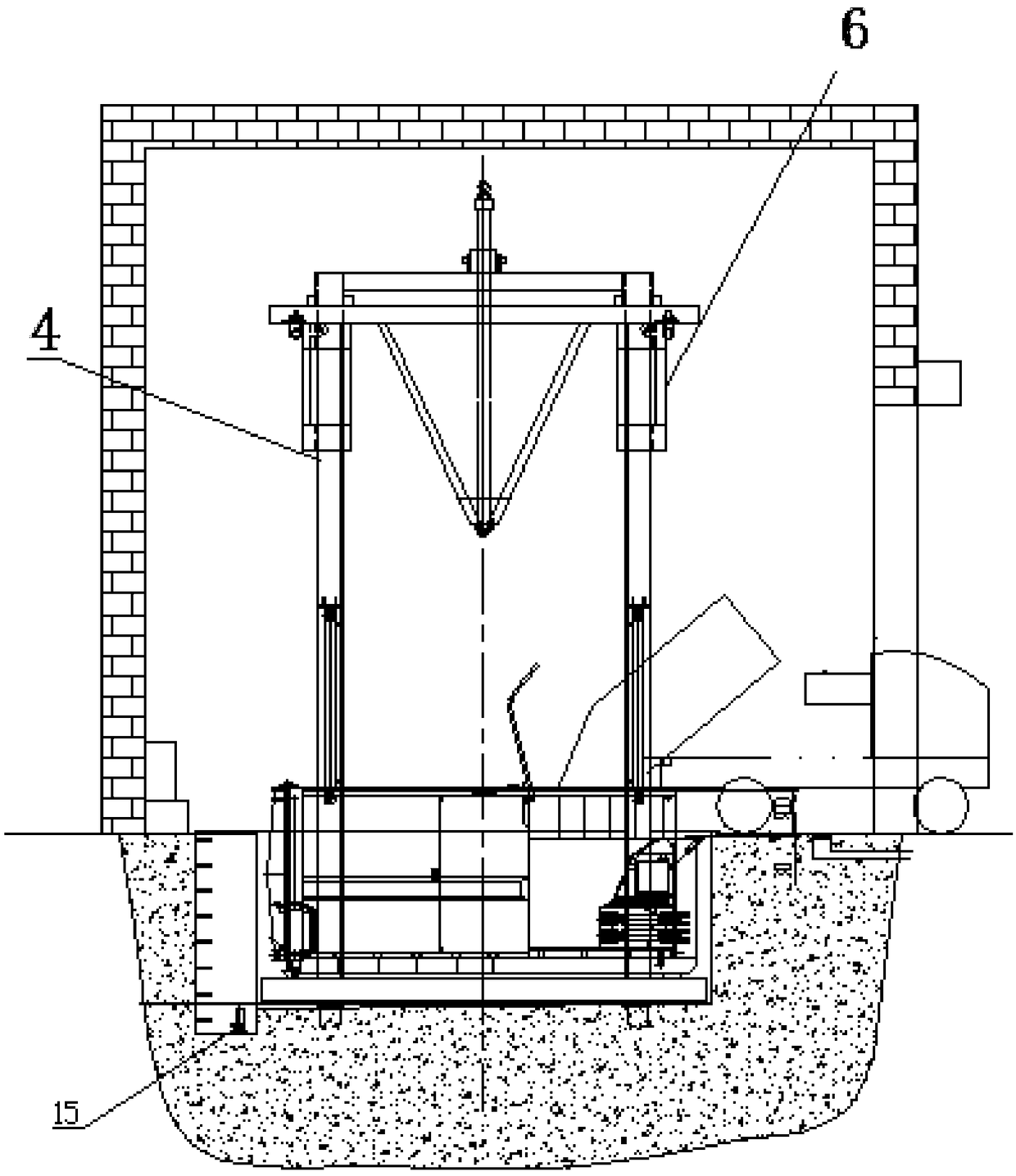 A horizontal pushing type two-machine three-dimensional garbage disposal station