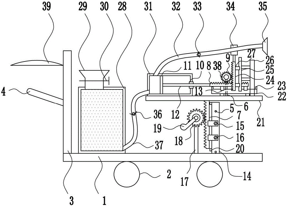 Efficient liquid nitrogen fertilizer spraying device for forage grass in animal husbandry