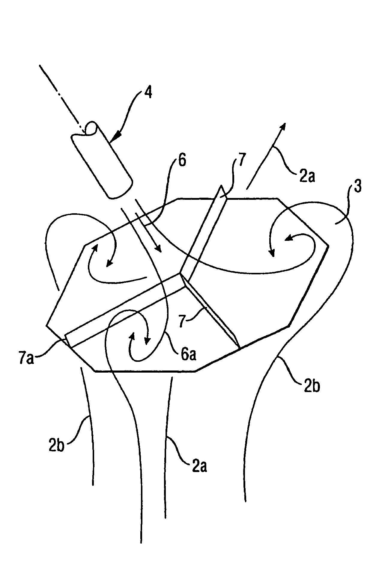 Method and apparatus for mixing a gaseous fluid with a large gas stream, especially for introducing a reducing agent into a flue gas containing nitrogen oxides