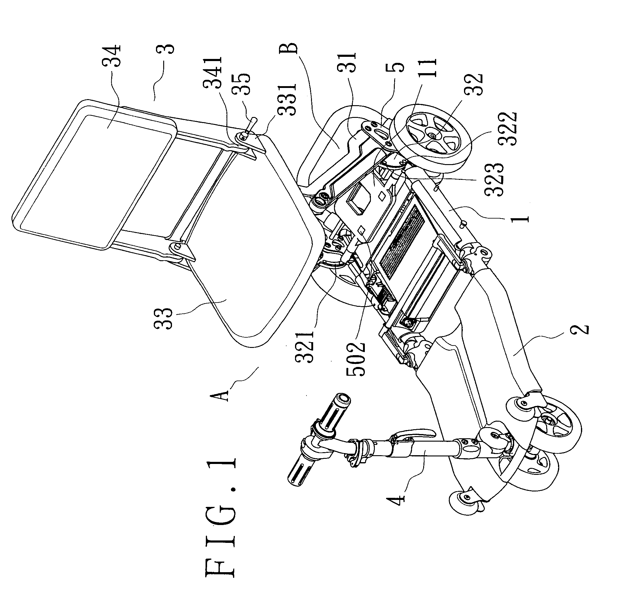 Folding and fixing device for a seat of an electric walk-substituting vehicle