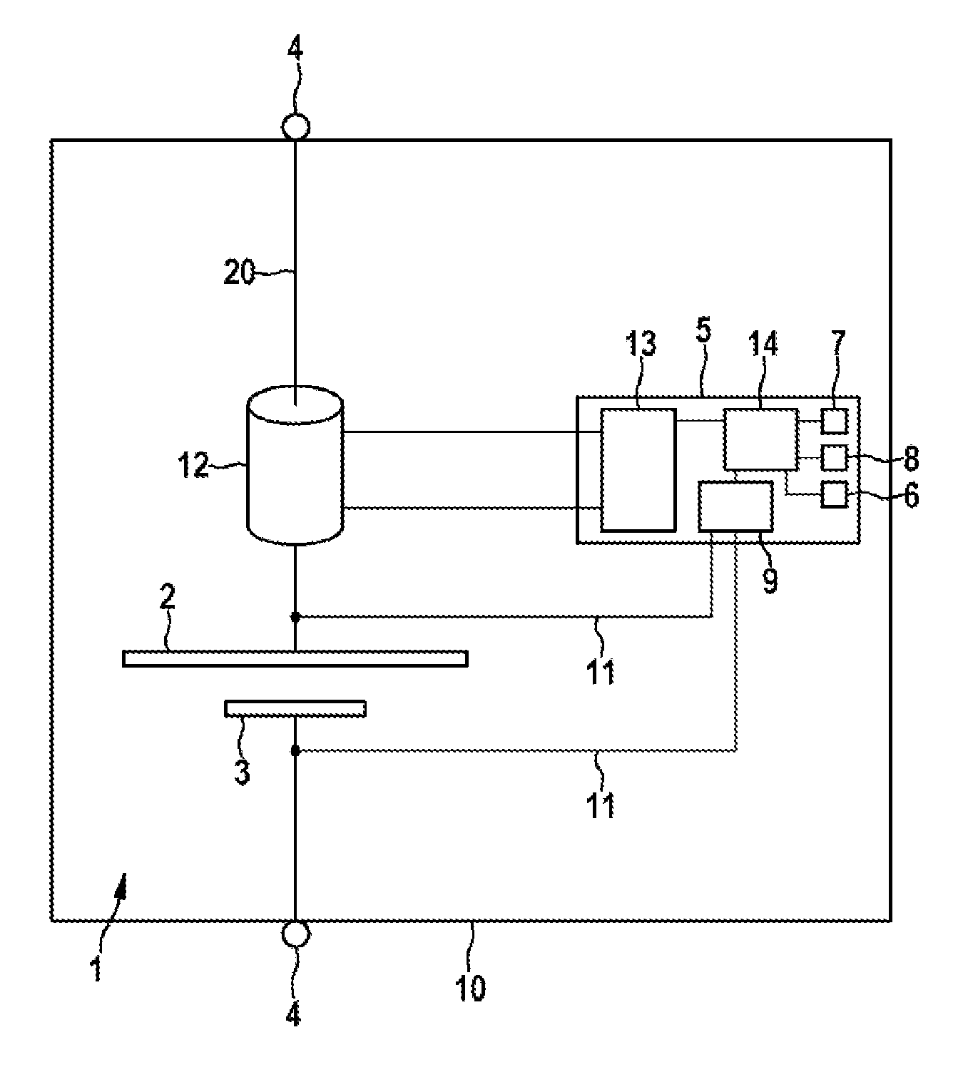 Battery cell comprising a device for monitoring at least one parameter of the battery cell