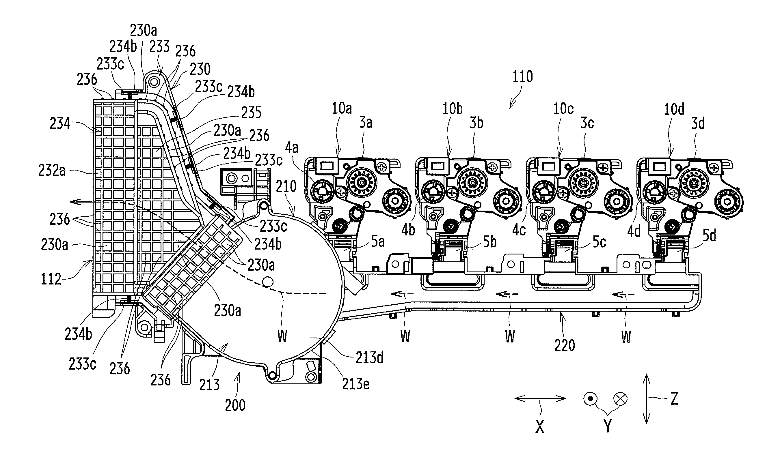 Air blowing system and image forming apparatus including same