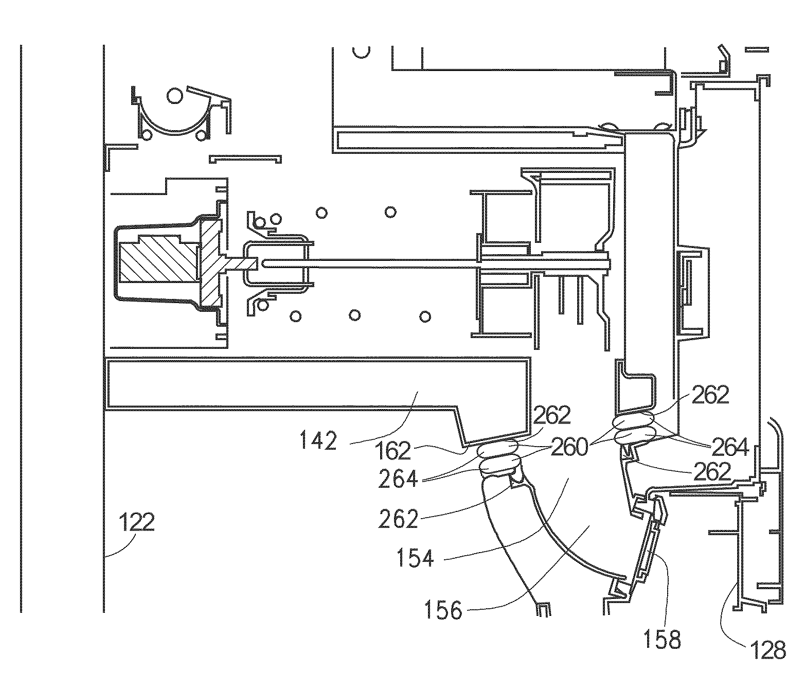 Ice-dispensing assembly mounted within a refrigerator compartment