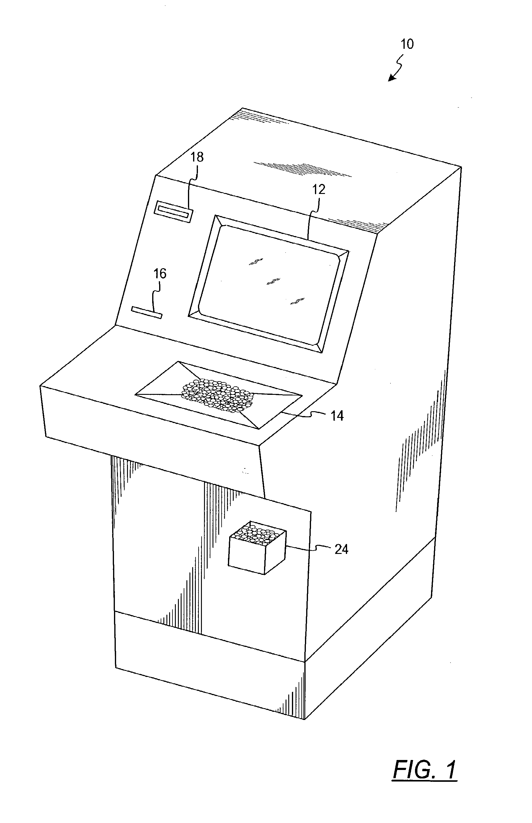 Coin redemption machine having gravity feed coin input tray and foreign object detection system