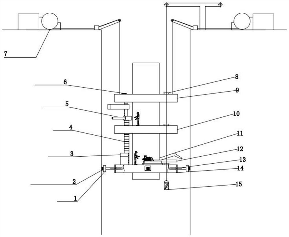 Vertical shaft excavation method adapting to geology and vertical shaft heading machine supporting system thereof