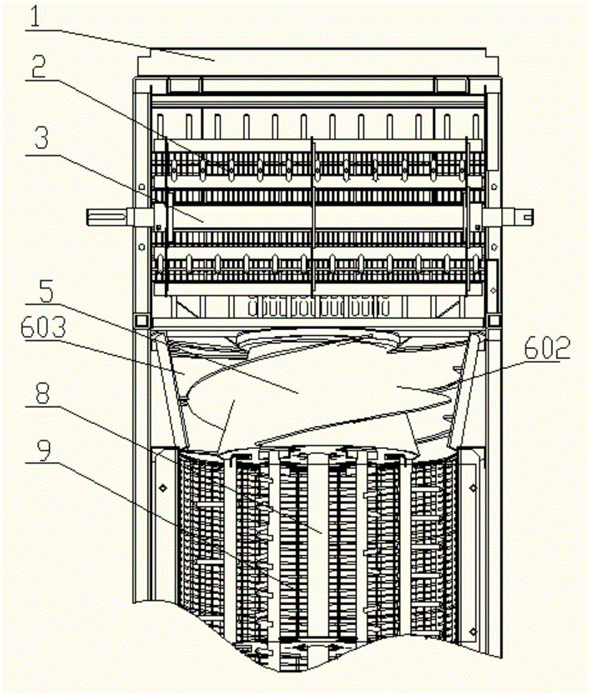 Tangential and longitudinal axial flow roller butt-joint negative pressure airflow feeding device