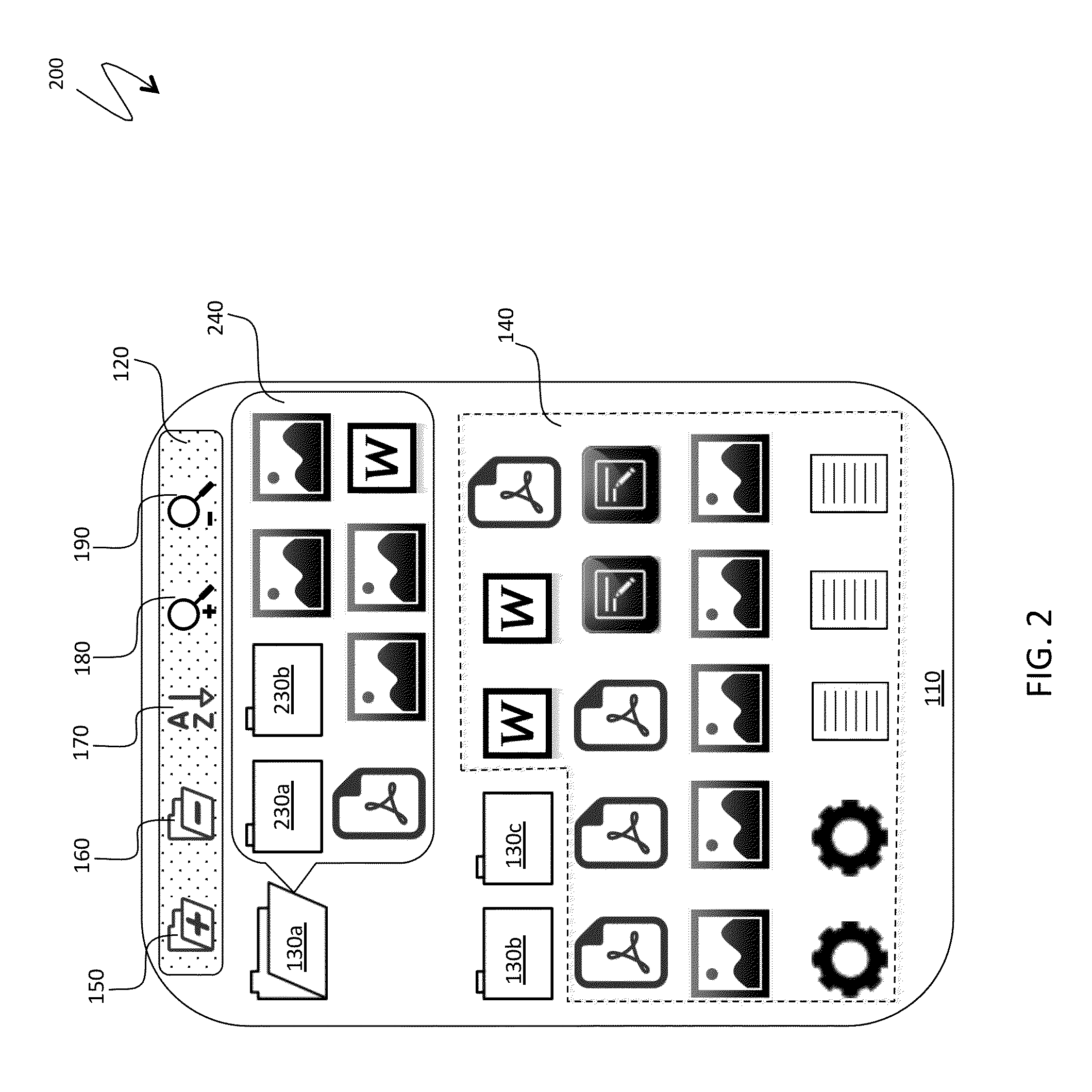 Expandable two-dimensional flow for container hierarchy