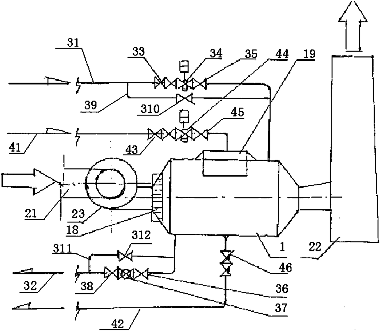 Needle tube type flue gas heating device