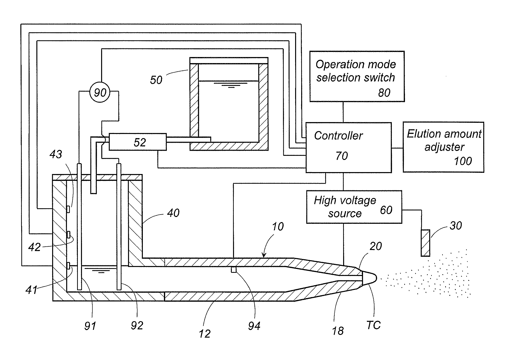 Electrostatically atomizing device