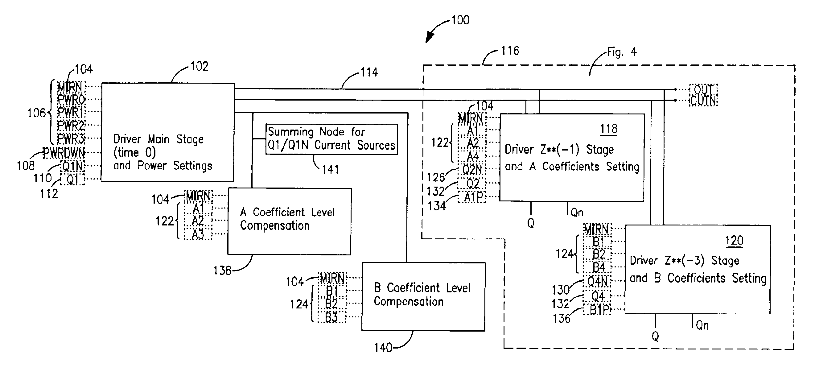Programmable driver/equalizer with alterable analog finite impulse response (FIR) filter having low intersymbol interference and constant peak amplitude independent of coefficient settings