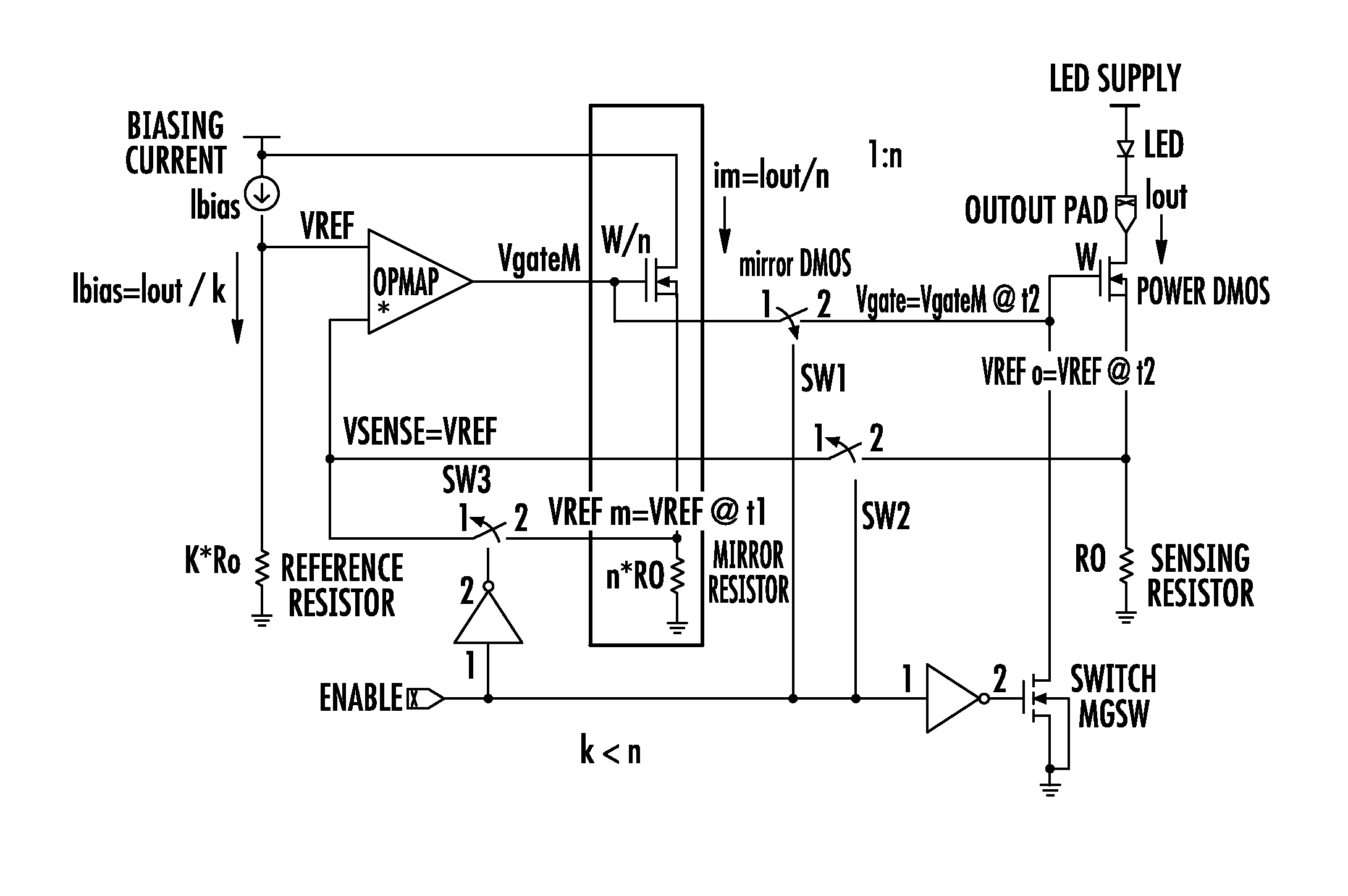 Fast switching, overshoot-free, current source and method