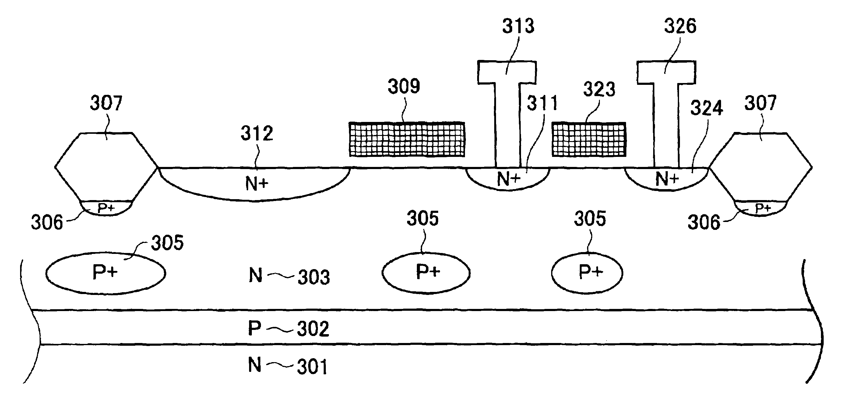 Solid-state image sensing device having pixels with barrier layer underneath transistor regions and camera using said device