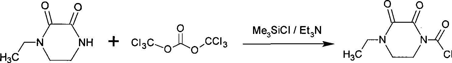 Synthesis of 4-ethyl-(2,3-dioxo piperazinyl)formyl chloride-1 and preparation of crystal thereof