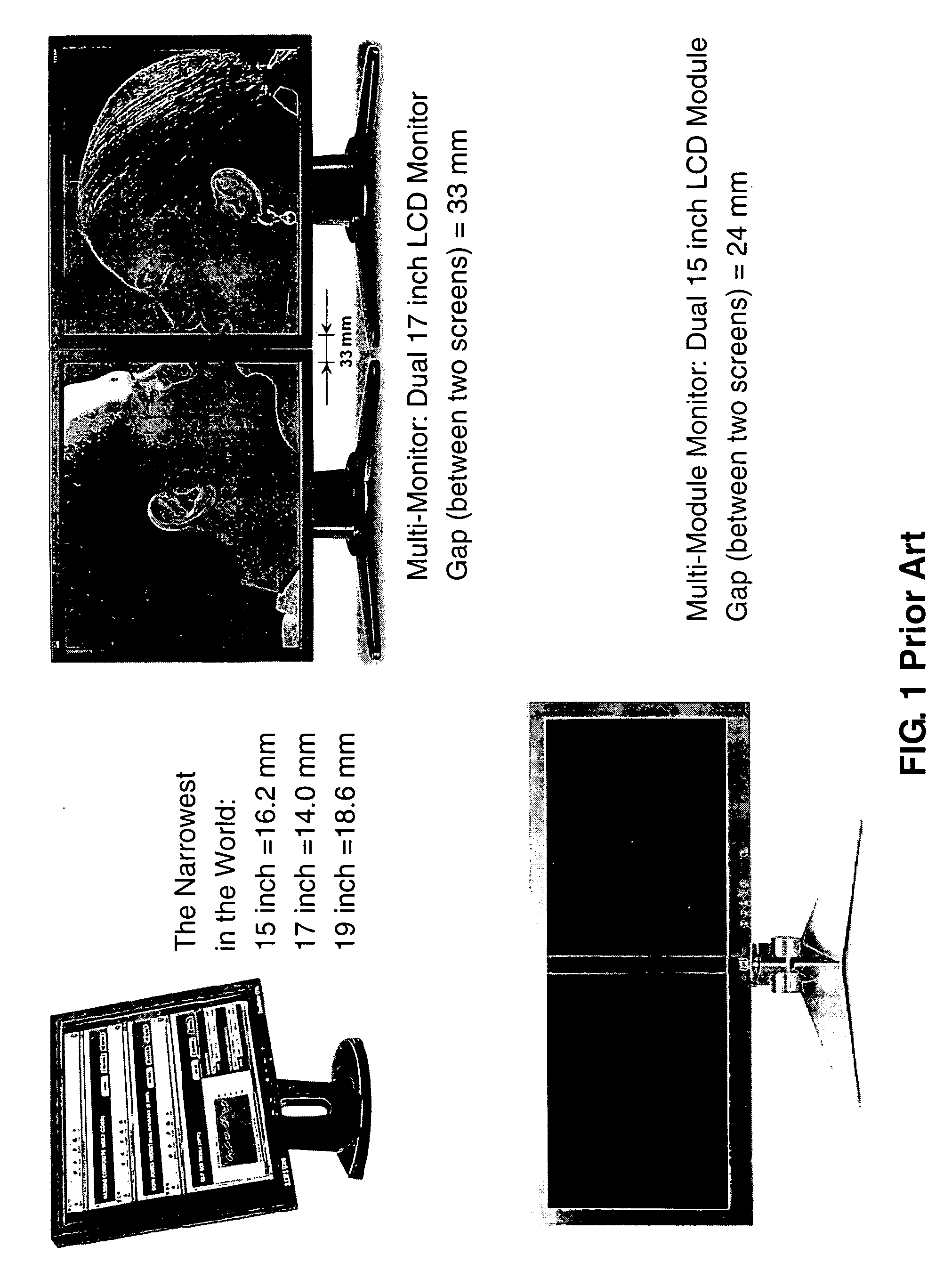 Multi-panel monitor displaying systems