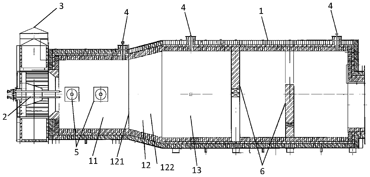 Diffuse type sulfur burner