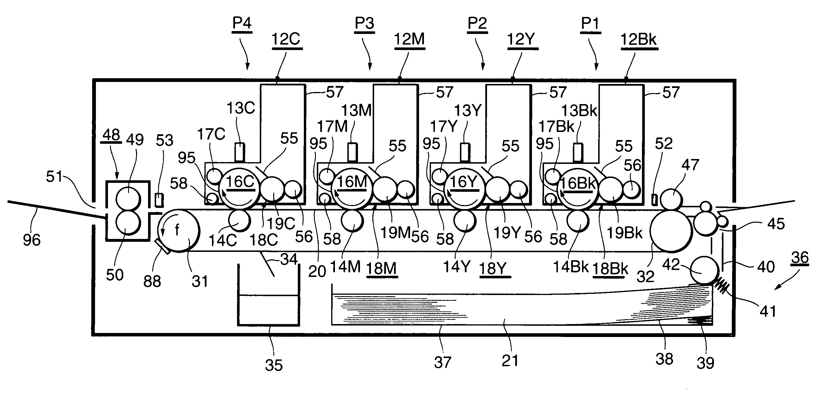 Image forming apparatus that controls image forming process based on temperature of conveying belt