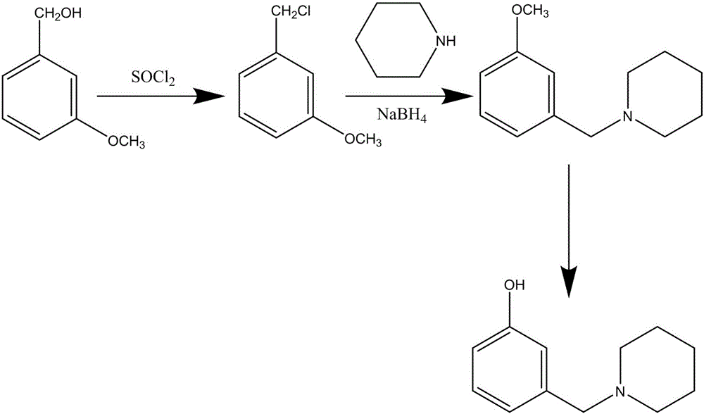 Method for synthesizing Roxatidine intermediate 3-(1-piperidinyl methyl) phenol