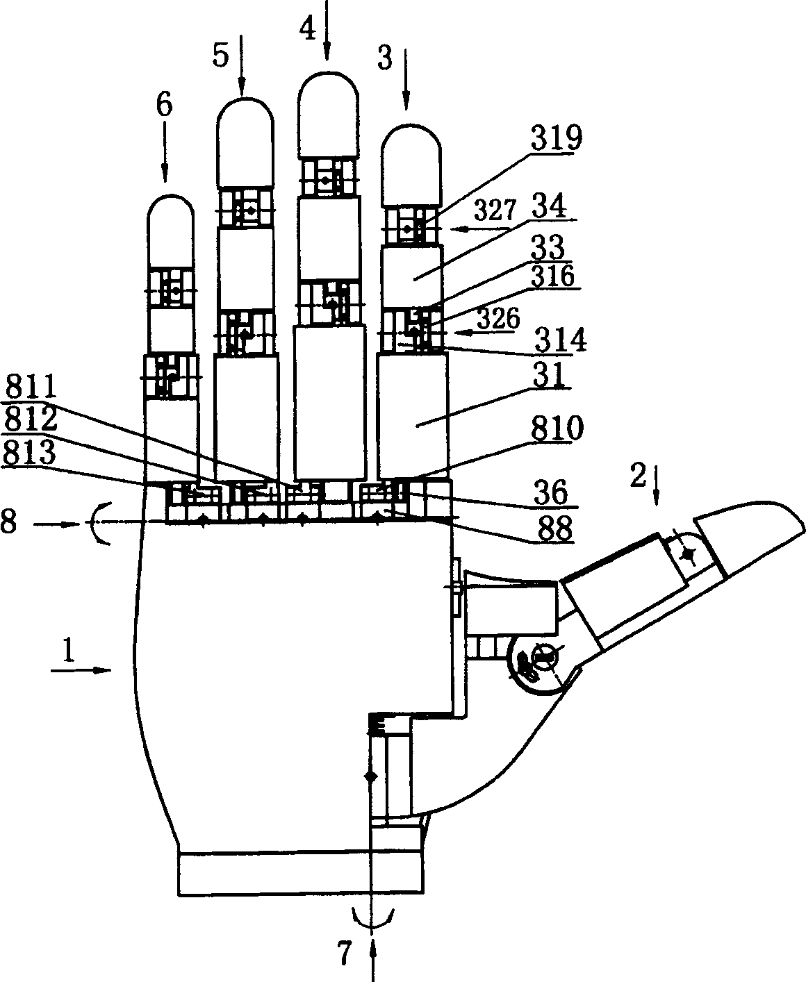 Robot anthropomorphic multi- finger hand device