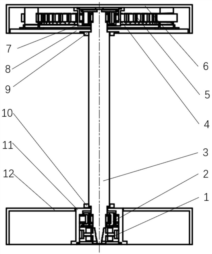 Full-suspension revolving door device
