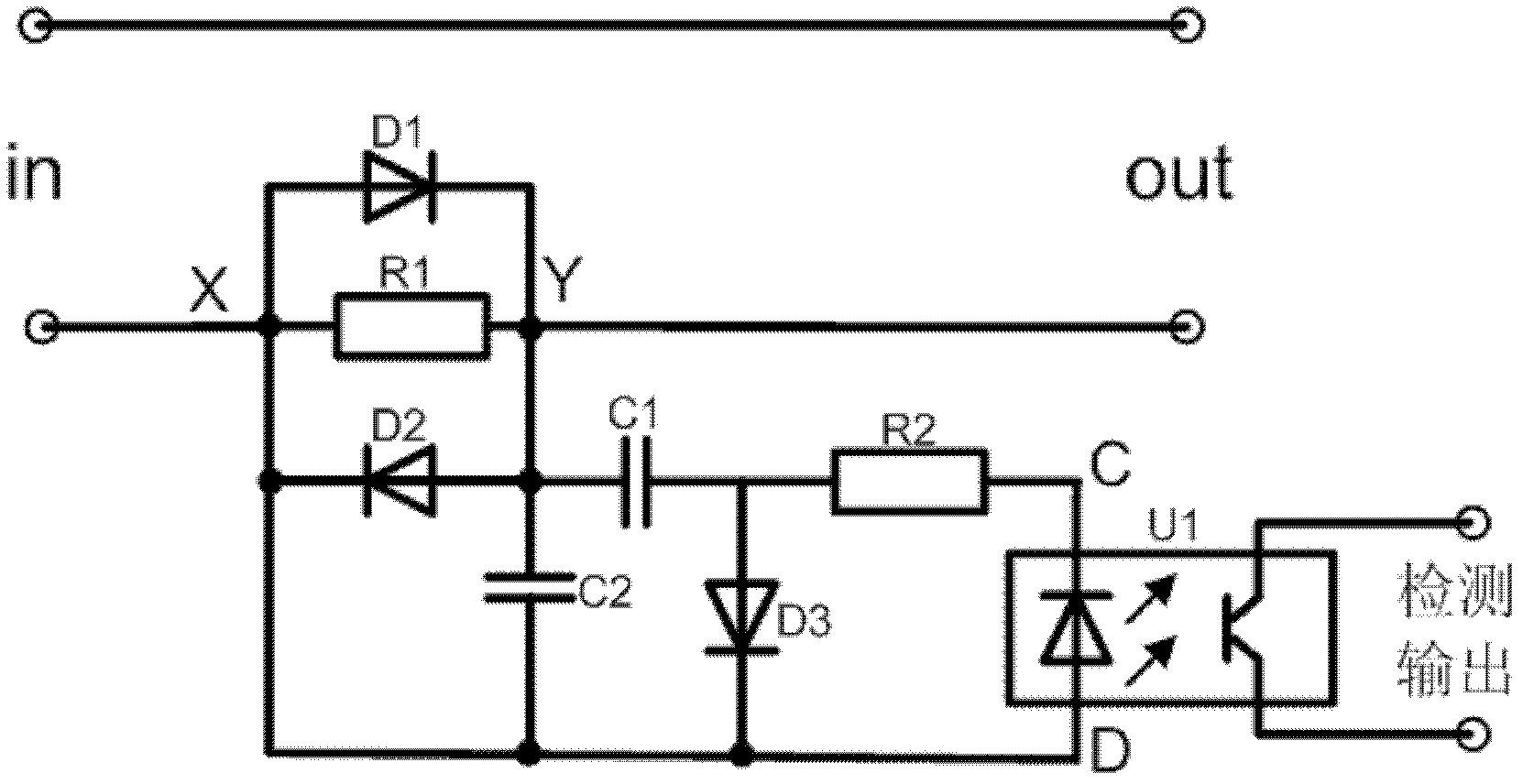 Alternating current detection circuit and automatic power-off circuit with zero power-off power consumption