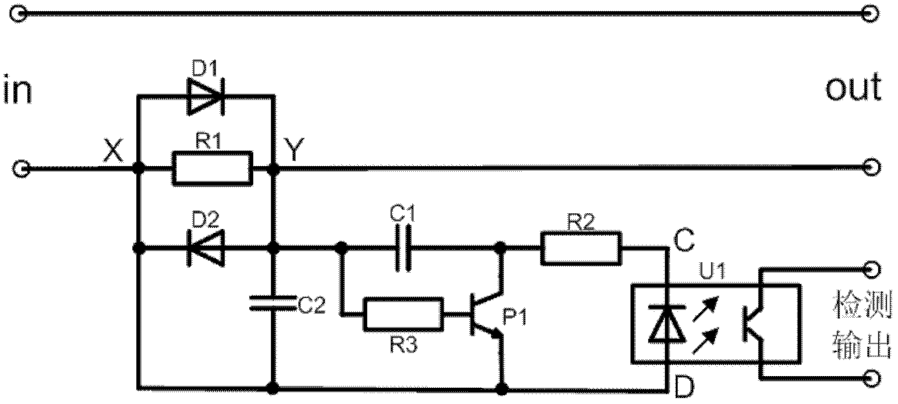 Alternating current detection circuit and automatic power-off circuit with zero power-off power consumption