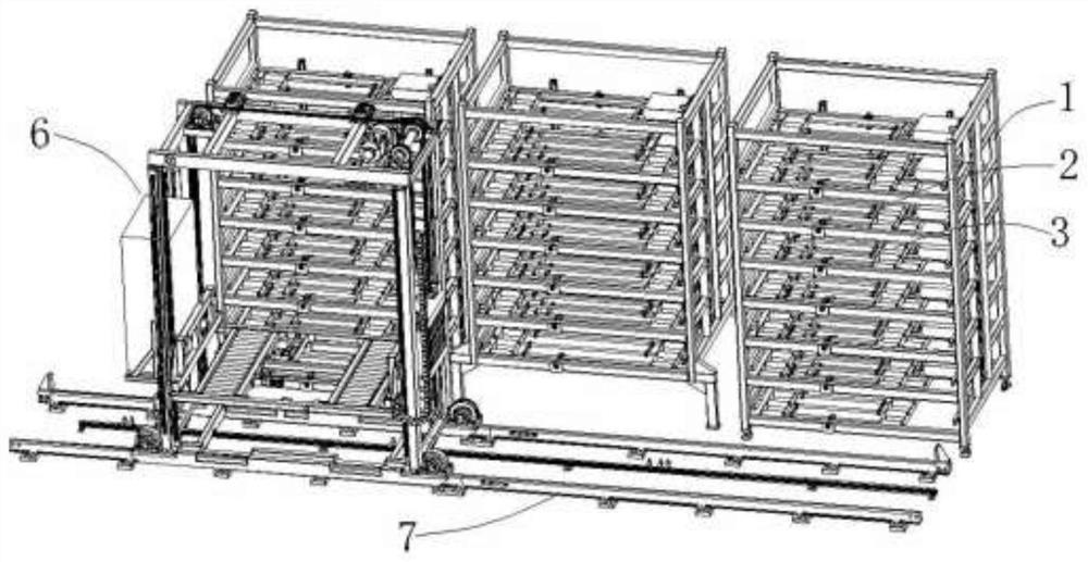 Power roller type battery transfer and storage system