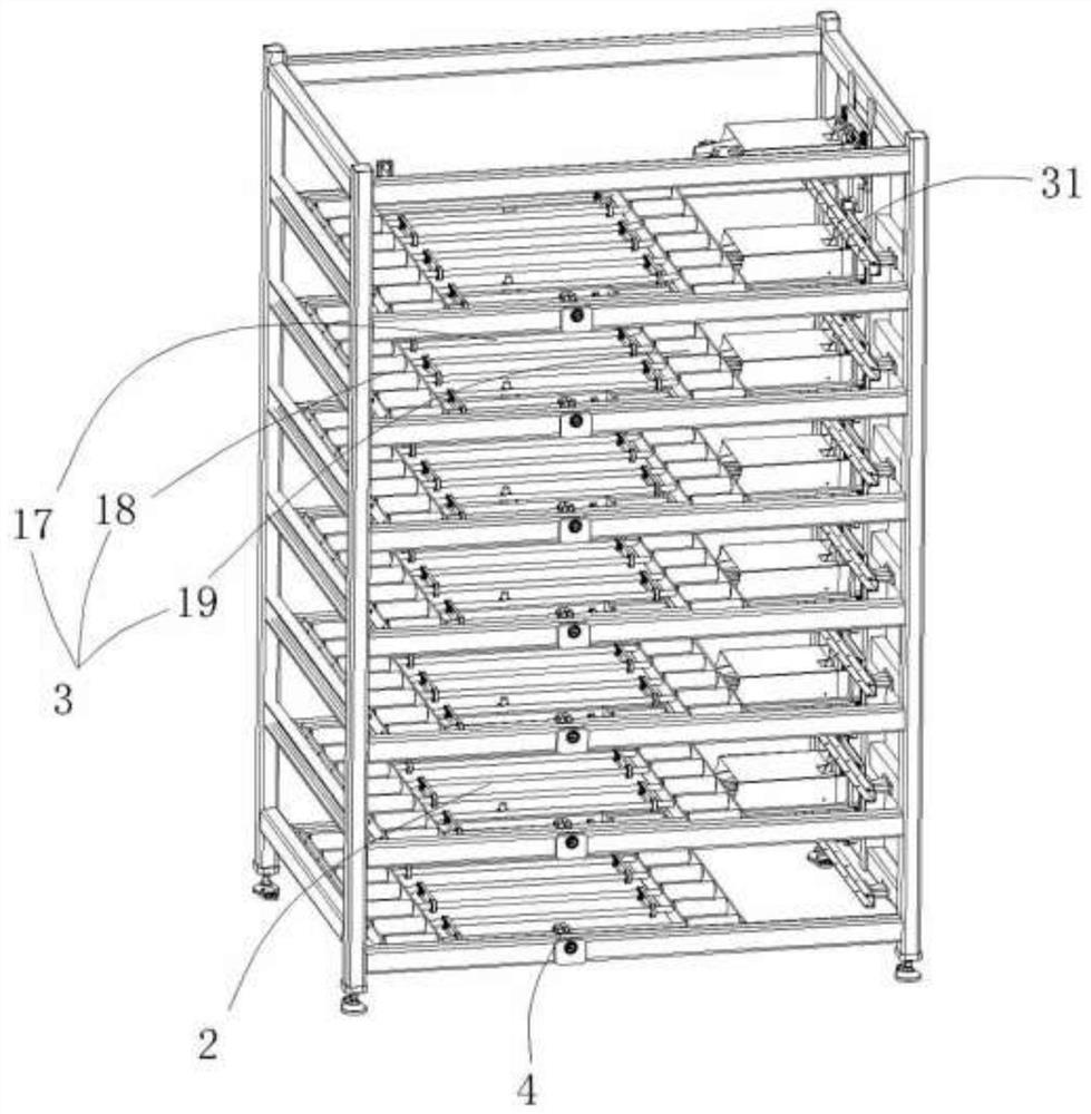 Power roller type battery transfer and storage system