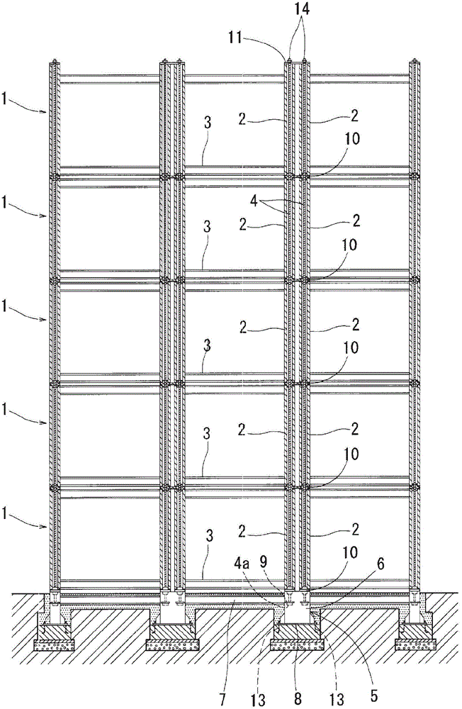 Connection method for container-type unit building