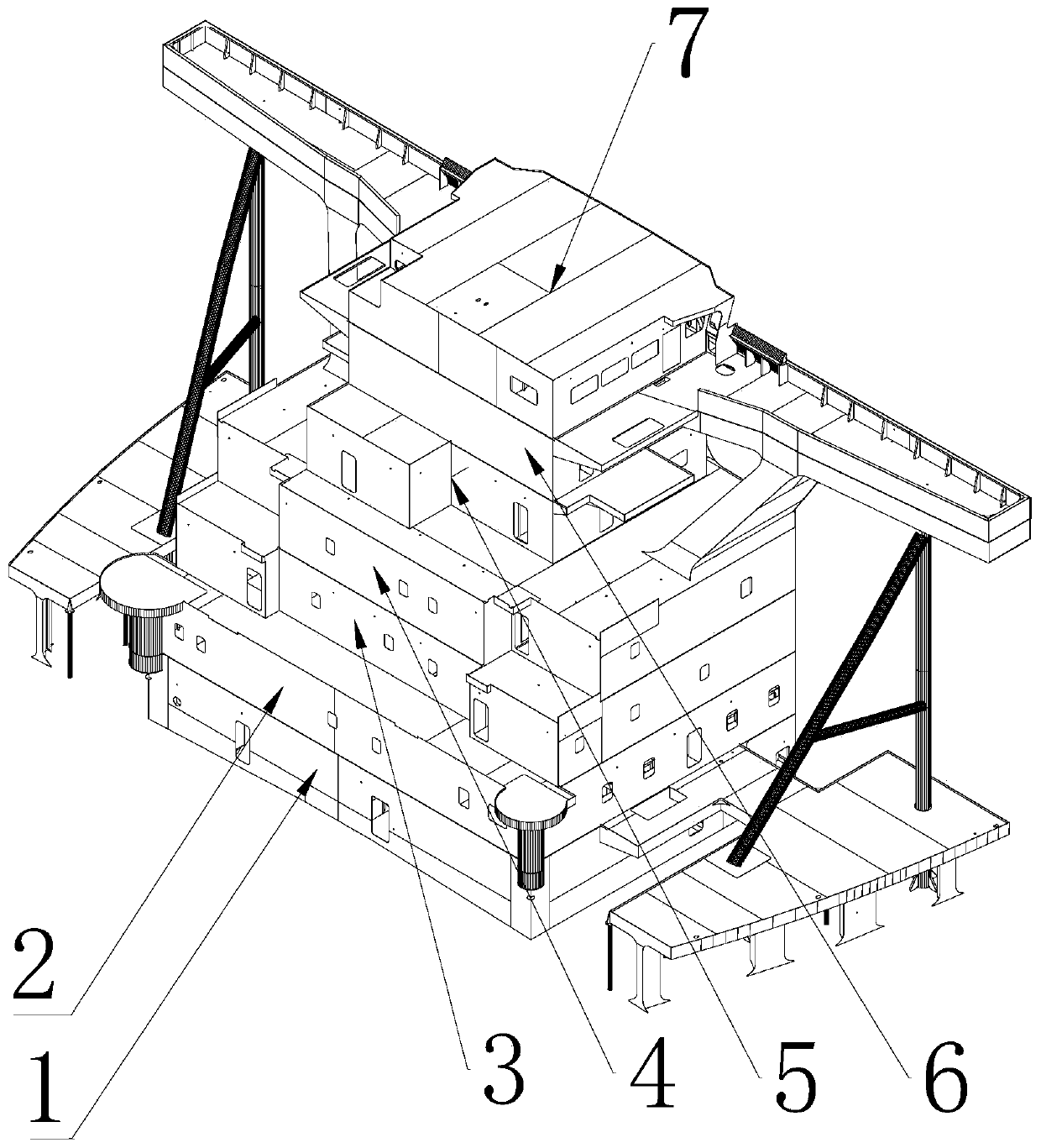 Pre-assembling method of large-sized ship superstructure