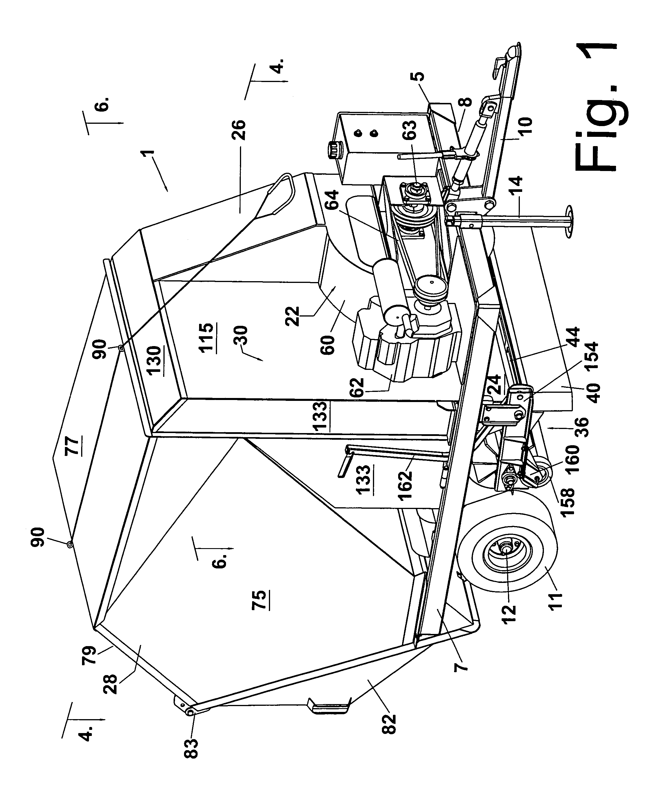 Lawn waste sweeper with recirculating airstream