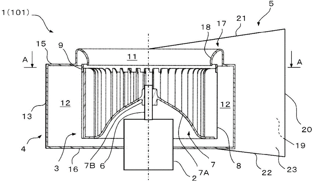 Centrifugal air blower and vehicle-mounting air-conditioning apparatus comprising same