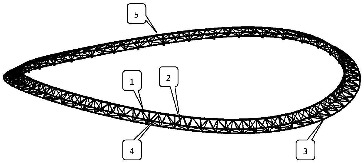 A steel and concrete composite space triangular ring truss structure and its construction method