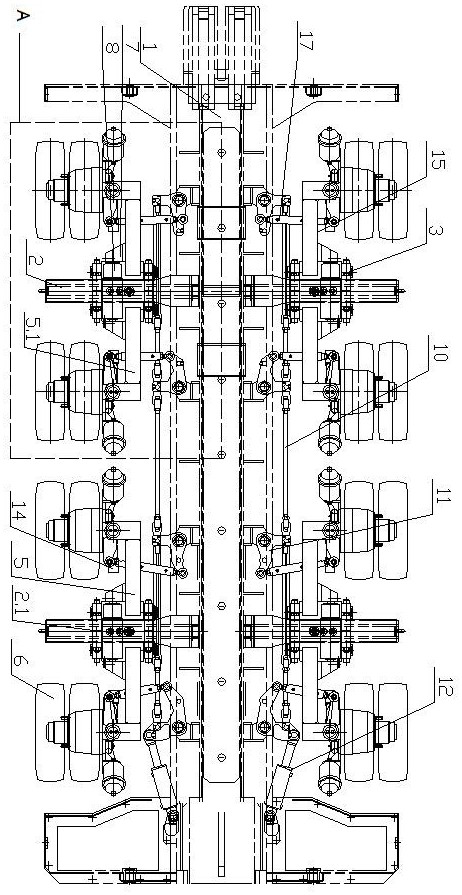Width-adjustable suspension mechanism of semitrailer