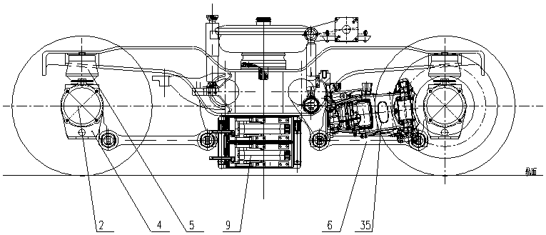 Transverse-drive bogie with built-in axle box