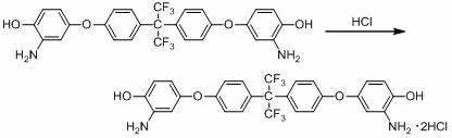 Bisphenol 2 (m-amino p-hydroxy phenyl) ether hydrochloride and preparation method and application thereof