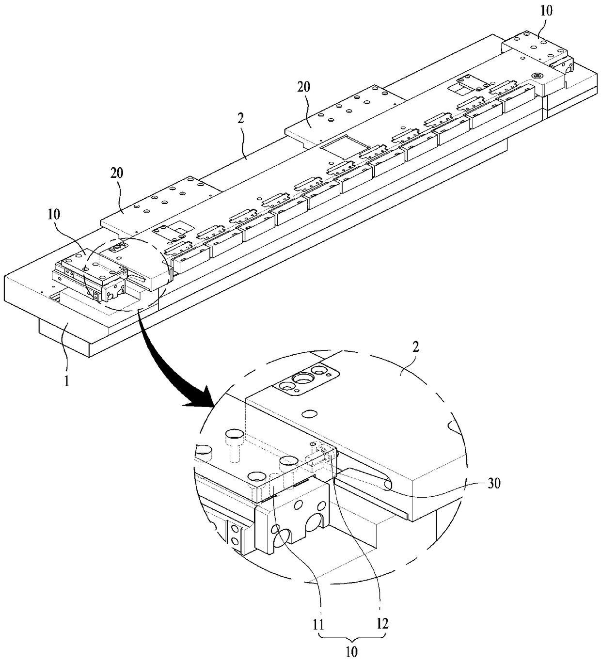 Clamping device of probe unit used for display panel detection