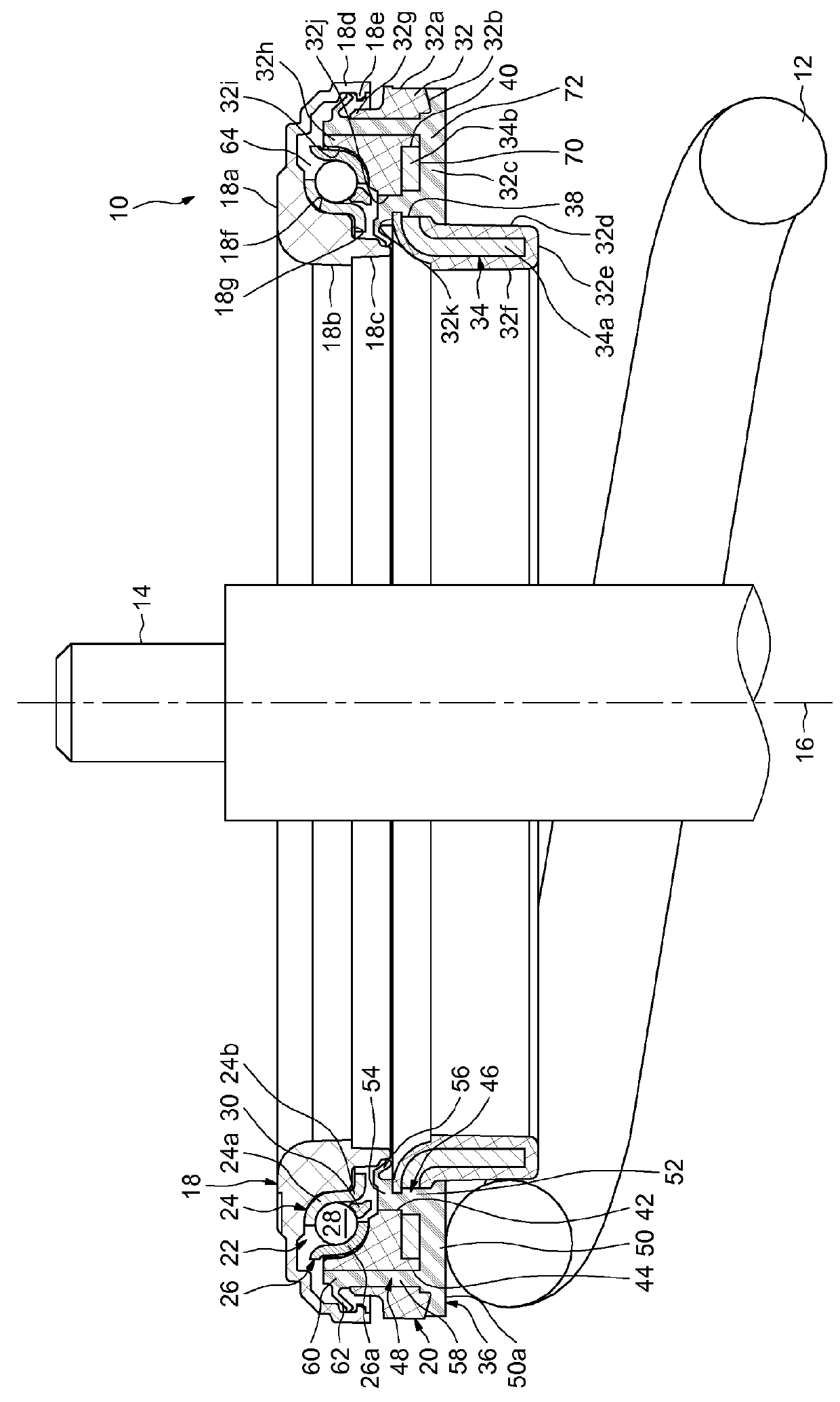 Thrust bearing and suspension for vehicle