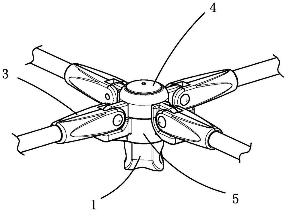 Tent pan head structure with connecting pieces of variable included angles