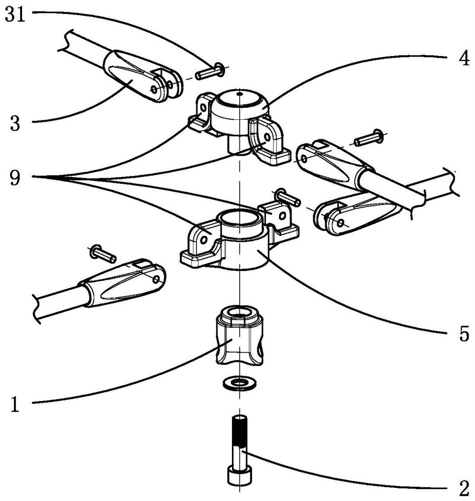 Tent pan head structure with connecting pieces of variable included angles