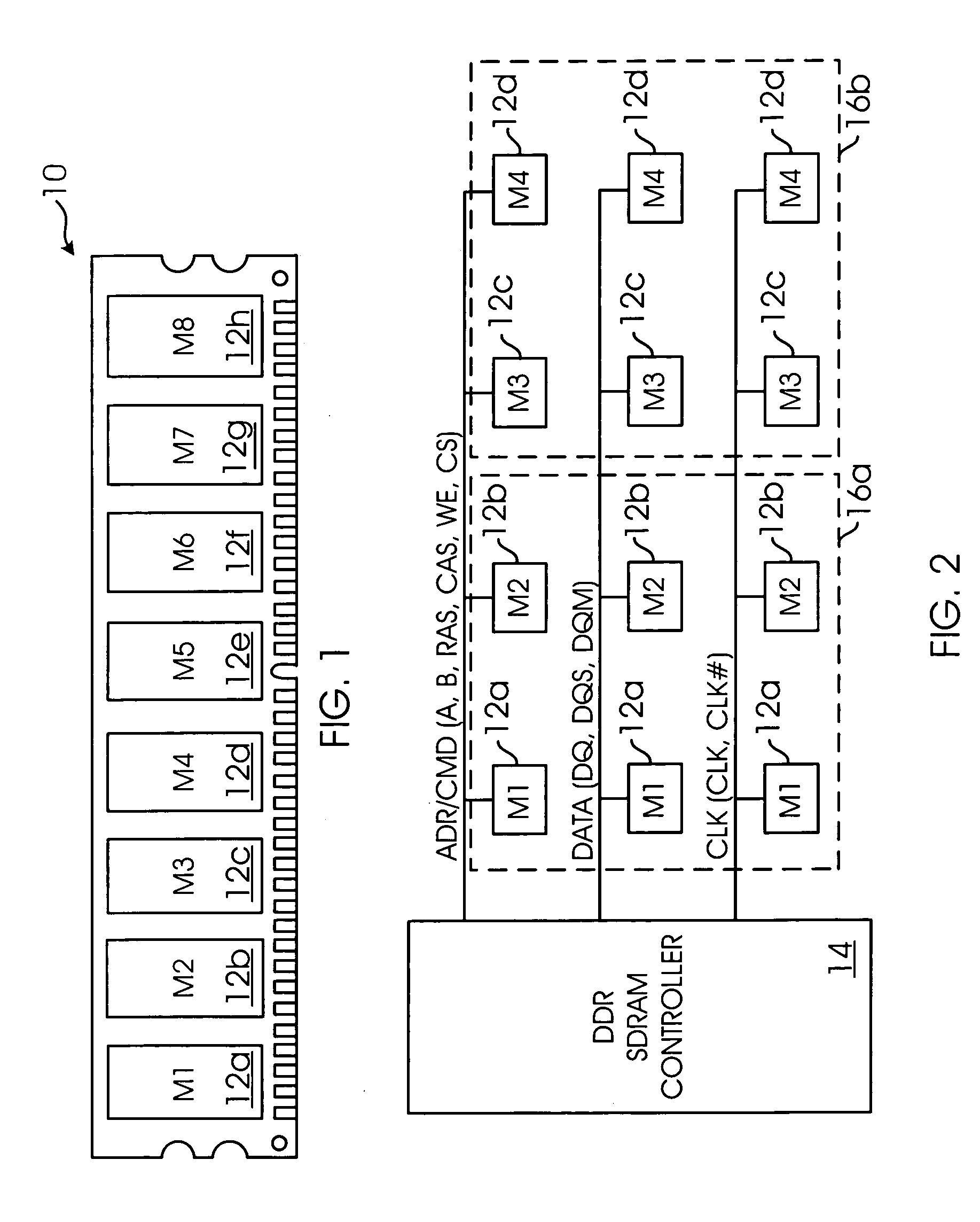 Memory module having mirrored placement of DRAM integrated circuits upon a four-layer printed circuit board