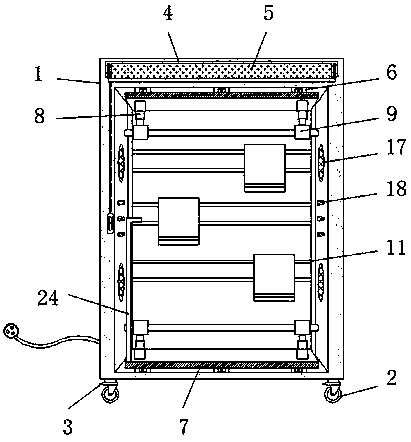 Clothes wardrobe with drying function and internal air ventilating improving effect