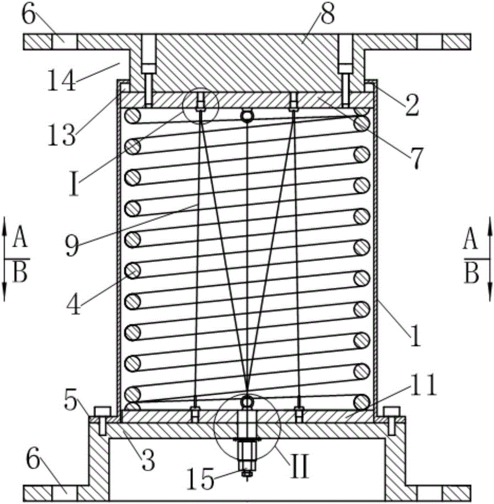 Back pressure type spiral spring damper with adjustable initial rigidity