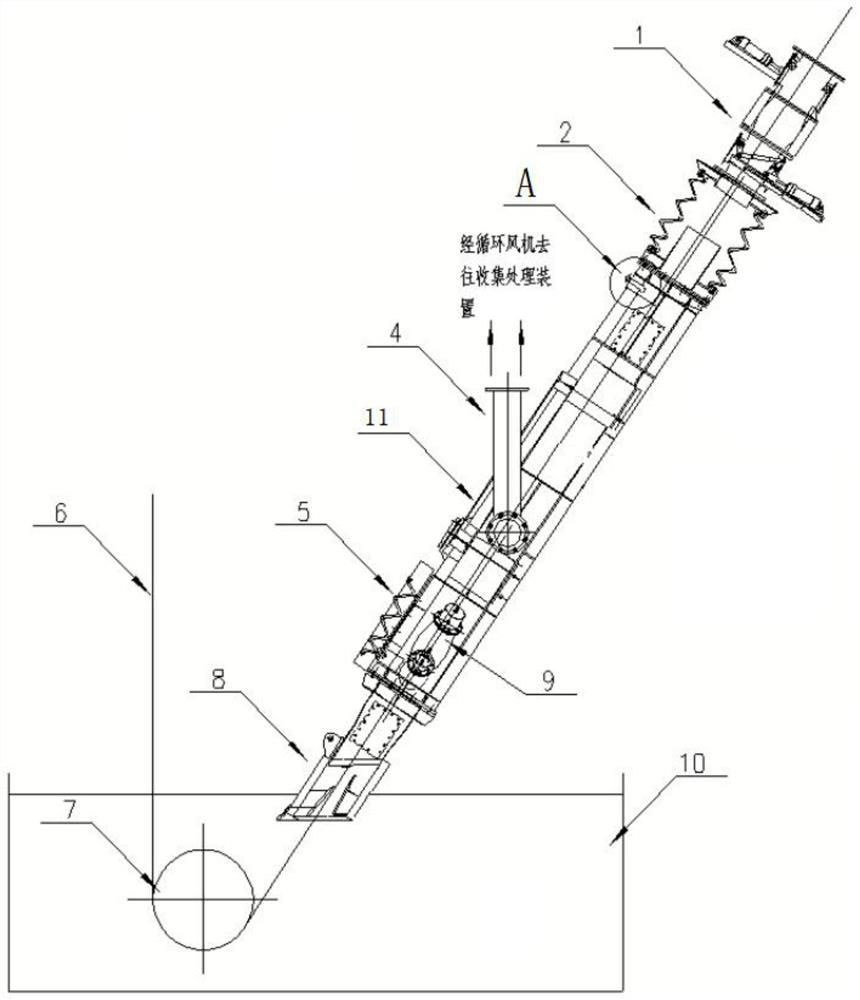 A hot-dip galvanizing furnace nose with the function of spraying and releasing zinc ash