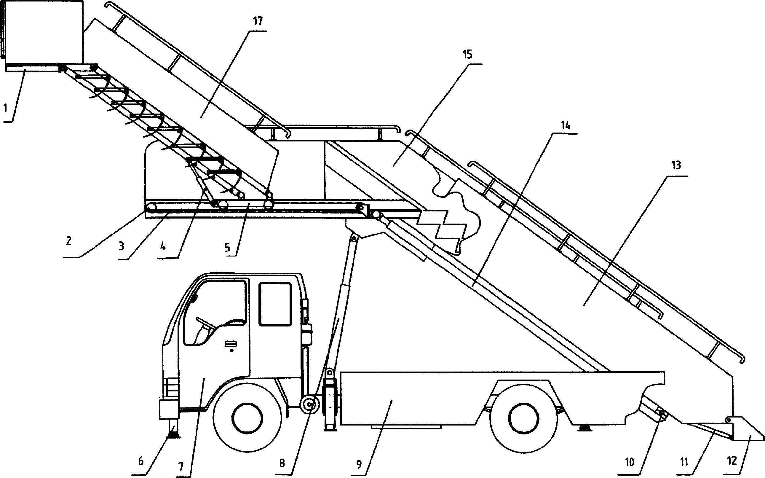 Passenger ladder car for passenger ship