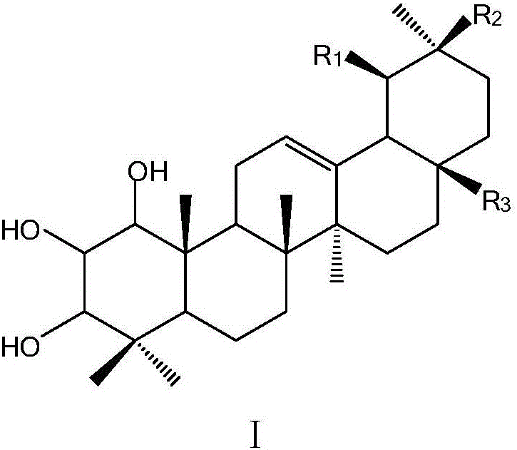 Application of A-cyclo trihydroxy substituted pentacyclic triterpene compounds in pharmaceuticals