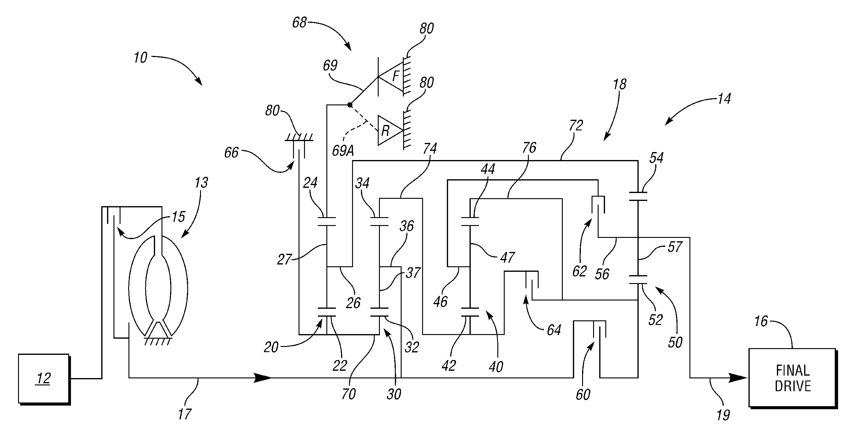 Multi-speed transmission with selectable one-way braking clutch