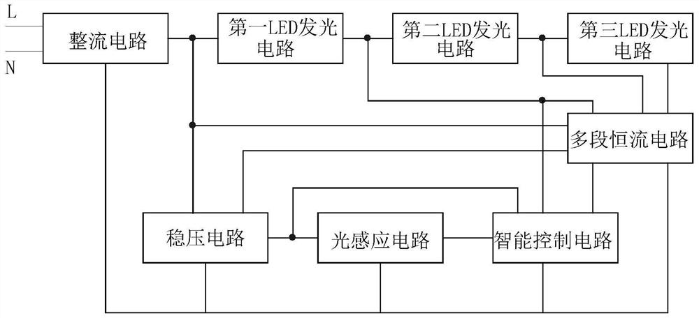 An intelligent light-controlled linear led lamp circuit