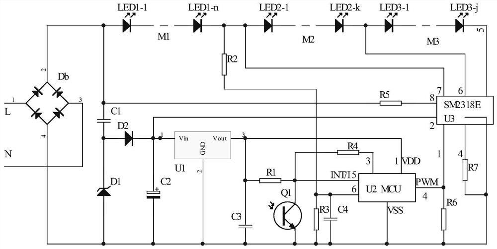 An intelligent light-controlled linear led lamp circuit