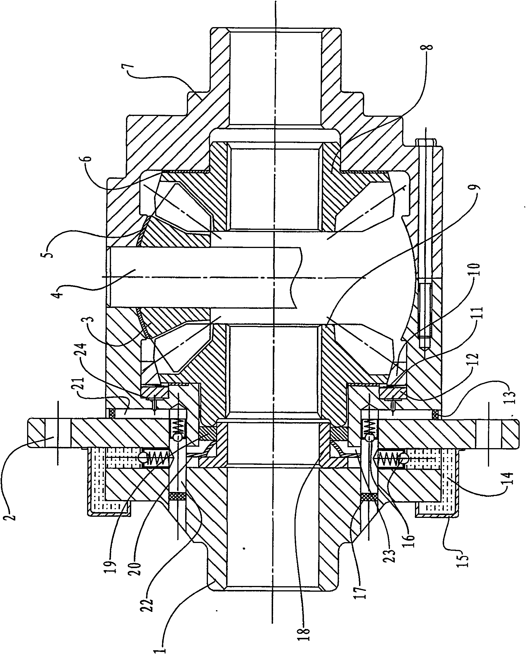 Bootstrap type hydraulic drive limiting slip differential