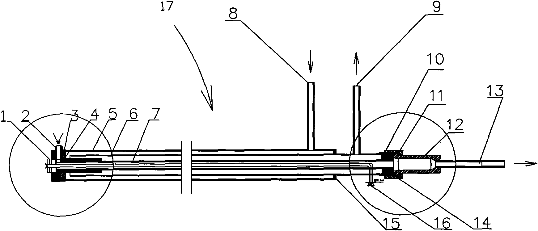 Water-cooling fly ash sampling device of circulating fluid bed boiler